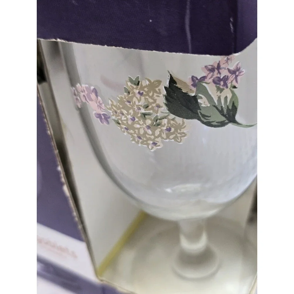 Martha Stewart Everyday Goblets Set New Box Vintage Cottagecore Flower Glasses
